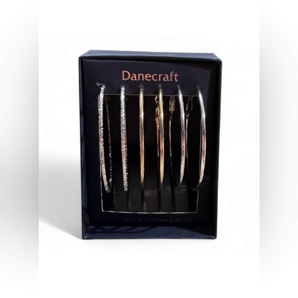 Danecraft 3 pairs Fine Silver & Gold Plated Hoop Earrings
